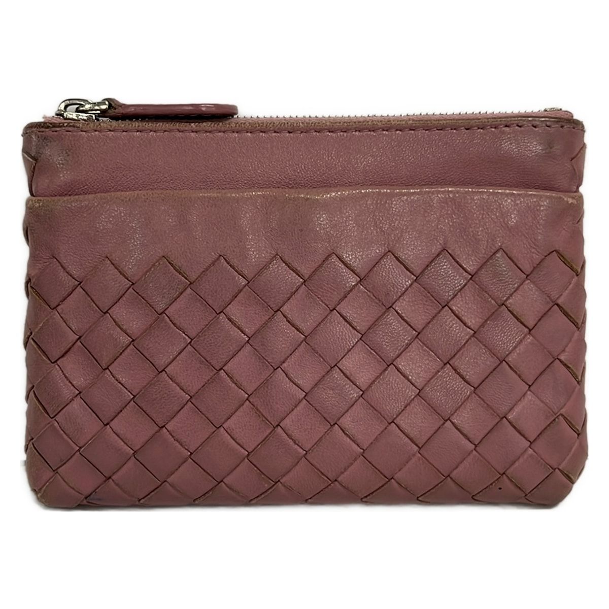 BOTTEGA VENETA(ボッテガヴェネタ) コインケース イントレチャート ピンクパープル キーリング付き レザー