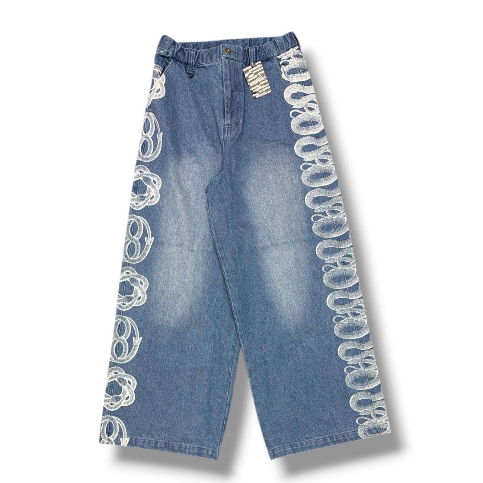 未使用 HYSTERIC GLAMOUR × genzai SNAKE BAGGY DENIM PANTS スネーク バギー デニムパンツ コラボ ヒステリックグラマー × ゲンザイ GZ1292 ブルー L （15260M）