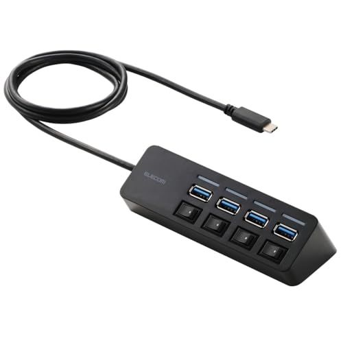 エレコム USBハブ Type-C USB3.0 マグネット付 個別スイッチ バスパワー 4ポート 5Gbps ケーブル長100cm ブラック U3HC-S040EBKas 1fb76b28