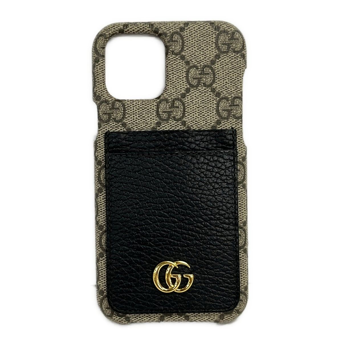 GUCCI(グッチ) 携帯電話ケース - 669895 カーキ×黒 レザー