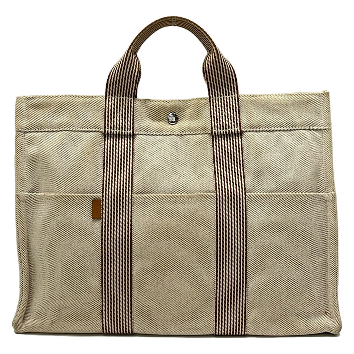 HERMES(エルメス) トートバッグ ニューフールトゥトートMM ベージュ×ブラウン