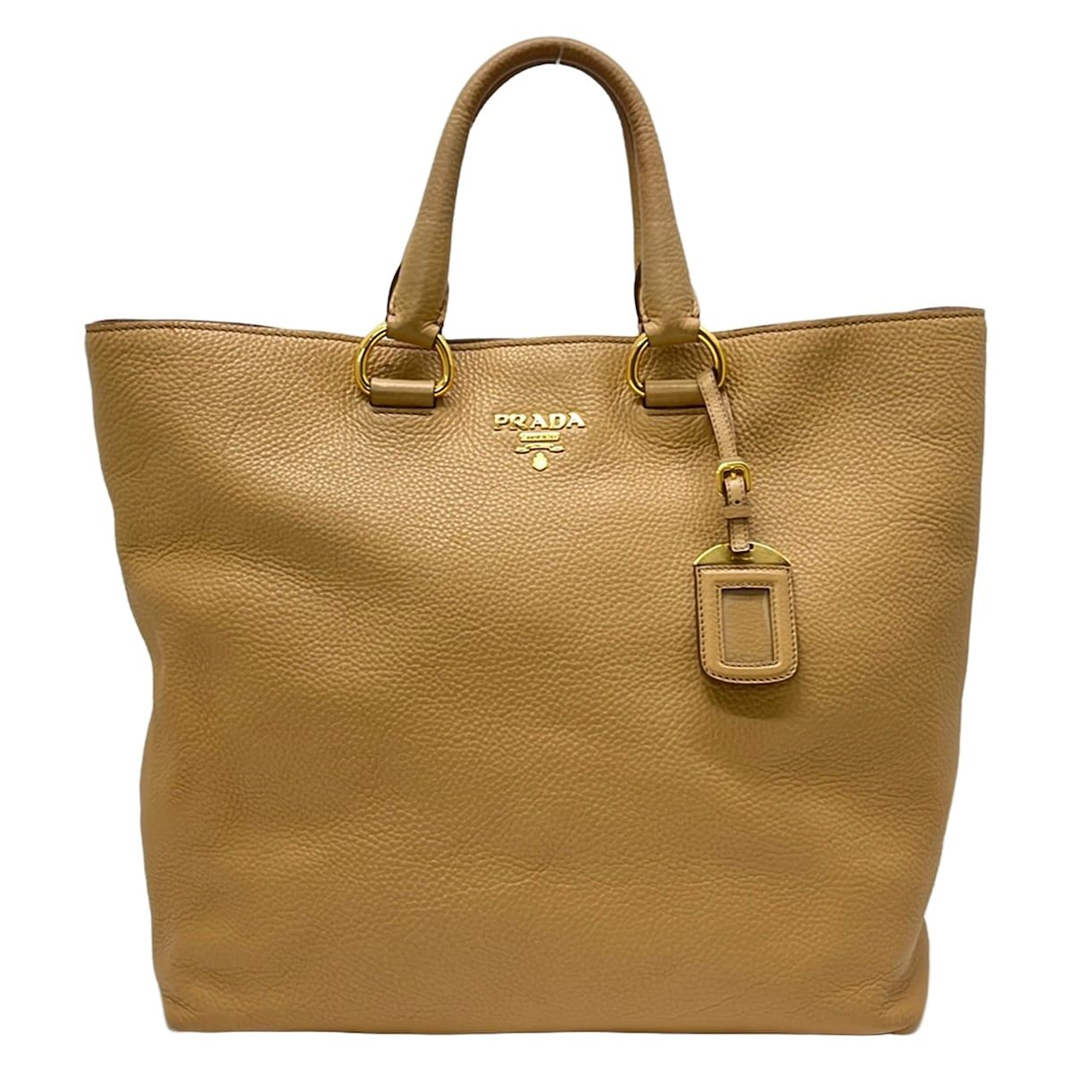 PRADA(プラダ) トートバッグ - ベージュ 革タグ レザー