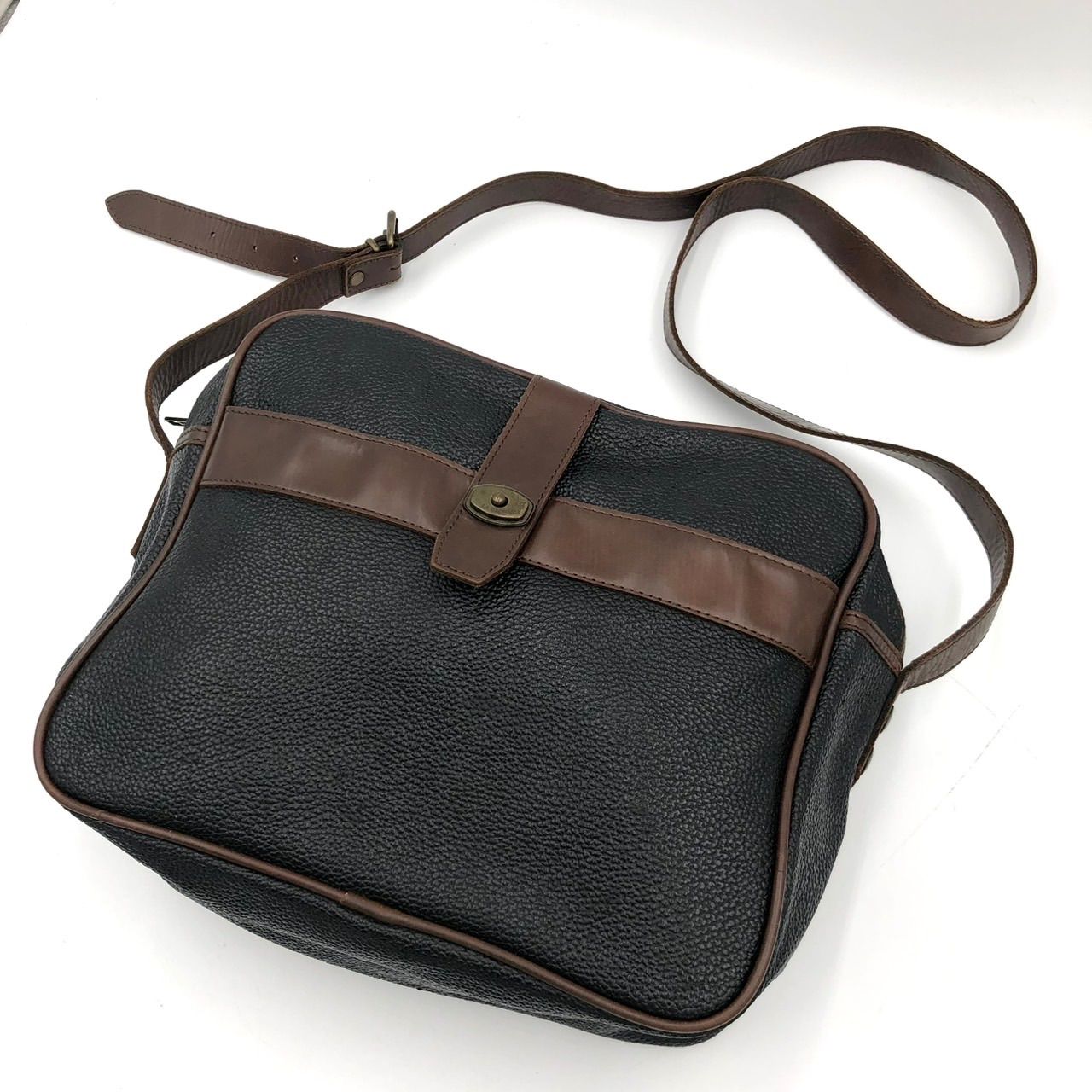 マルベリー ショルダーバッグ レザー 黒 茶 補色済み 斜め掛け 中古