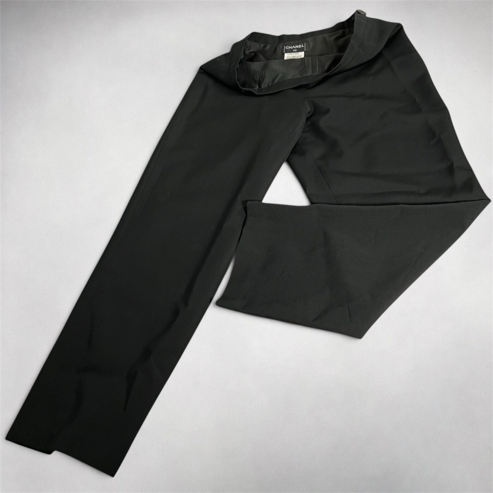 【管2603-459】CHANEL シャネル ウールパンツ ブラック 01P P17705V09938 サイズ36 フランス製 レディース スラックス 黒 中古