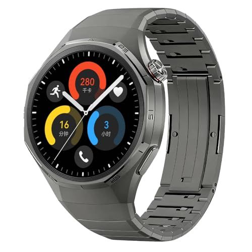 [Tyqzor] コンパチブルHUAWEI GT5 Pro 46mm専用 超軽量チタン時計バンド、ボタン取り付け、サイドスライド調整、ツール不要、抗菌耐アレルギー 耐磨防錆 メタル交換ベルト (バンド単品)t