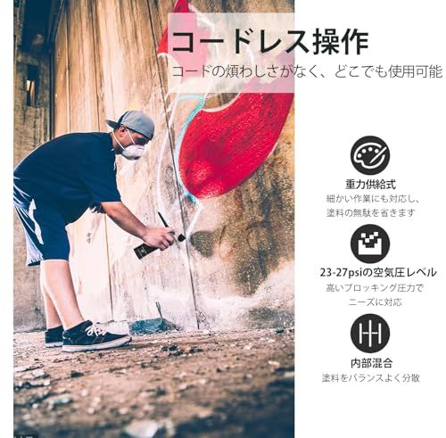 エアブラシ 充電式 コンプレッサー ハンドピース USB type-C エアーブラシ 口径0.3mm 小型 軽量 模型 DIY 絵画kk 15c3c3a1