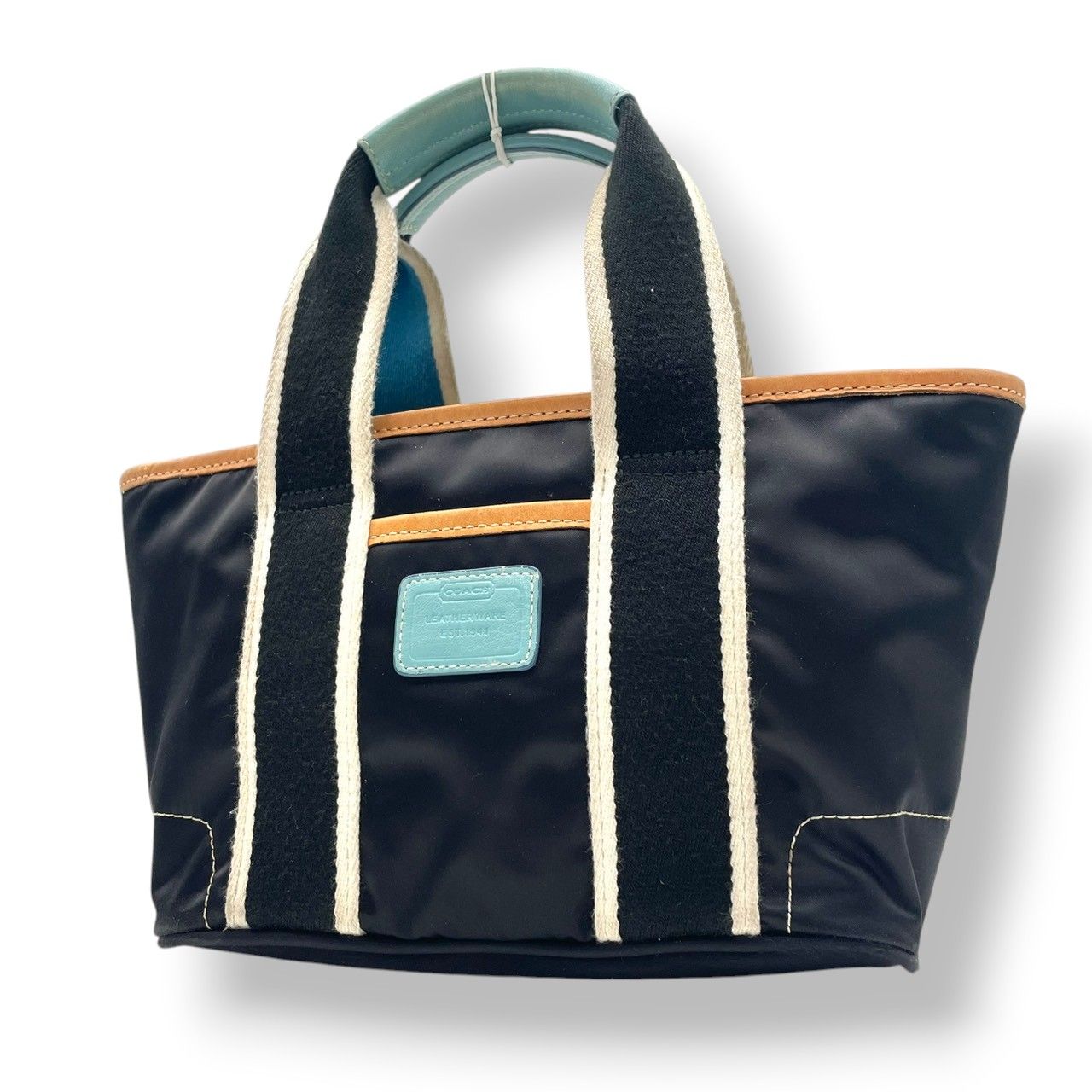 コーチ COACH ハンドバッグ ミニボストンバッグ ナイロン レザー 本革 ブラック 黒 水色 シルバー金具 ロゴ 軽量 ヴィンテージ ビンテージ クラシック エレガント 希少 レア 鞄 レディース お出かけ 通勤 通学 1893 S54
