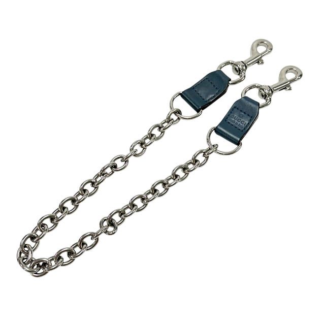 グッチ GUCCI レザー ロゴ型押し ウォレットチェーン ブルー シルバー ブランド古着ベクトル 中古●▲■260509