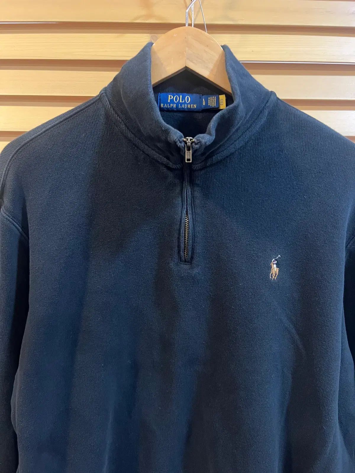 POLO RALPH LAUREN メンズ ブラック ハーフジップ Tシャツ コットン Tシャツ L