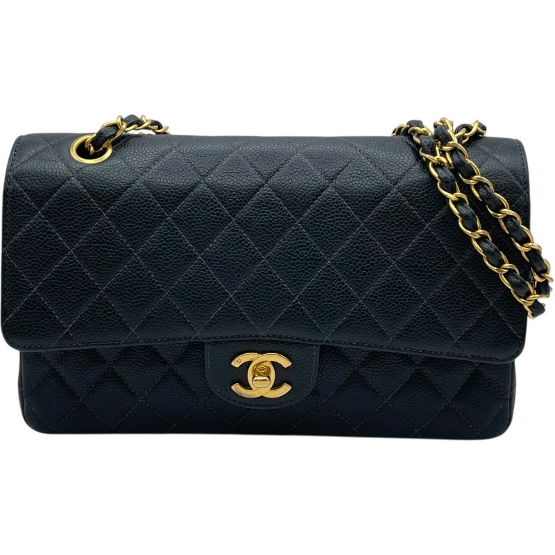 シャネル CHANEL マトラッセ25 A01112 5番台 ブラック ゴールド金具 キャビア レディース ショルダーバッグ