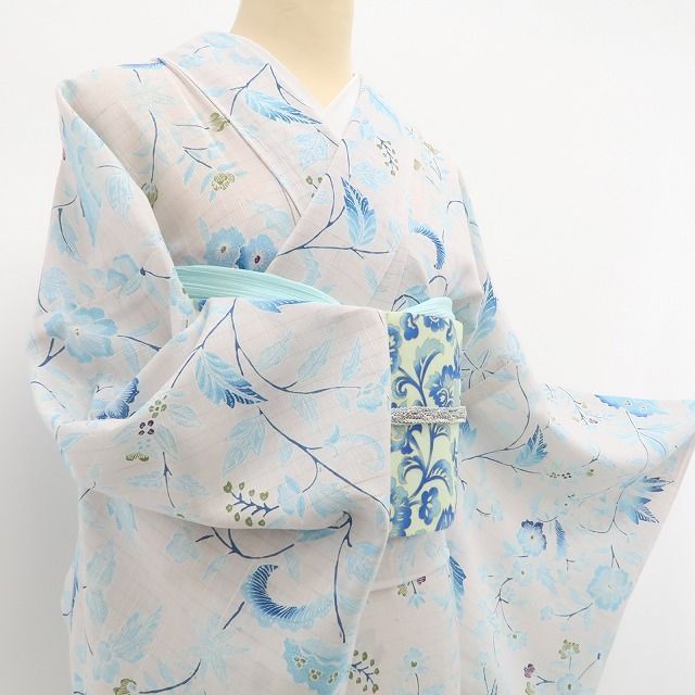 ❁tomihisa❁新品 夏単衣 青柳謹製 ROYALBATIK 草木染 お仕立て上がり品 正絹”爽やかな異国の風を十日町の美に染めて”トールサイズ 紬 6270