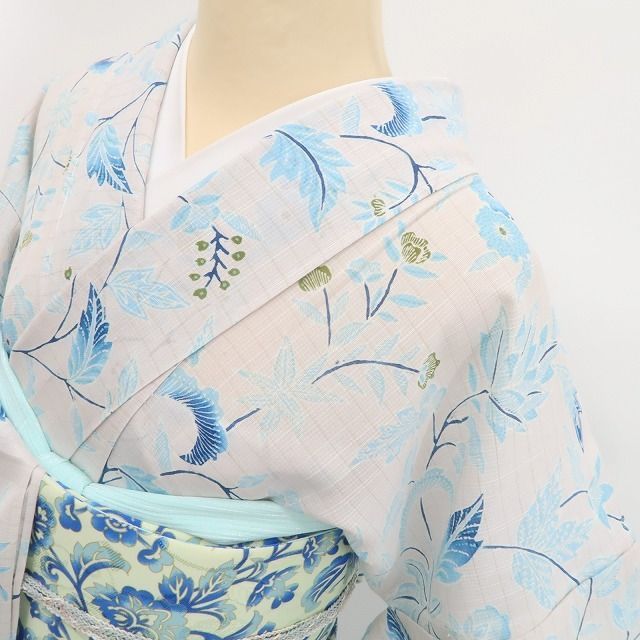 ❁tomihisa❁新品 夏単衣 青柳謹製 ROYALBATIK 草木染 お仕立て上がり品 正絹”爽やかな異国の風を十日町の美に染めて”トールサイズ 紬 6270