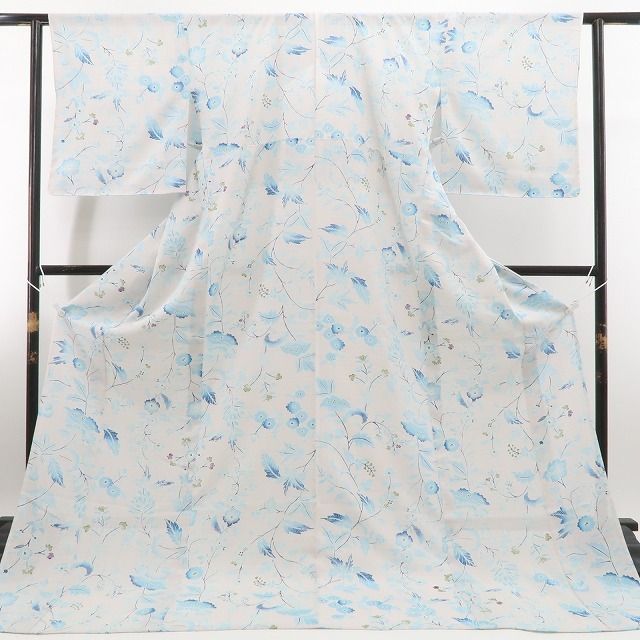 ❁tomihisa❁新品 夏単衣 青柳謹製 ROYALBATIK 草木染 お仕立て上がり品 正絹”爽やかな異国の風を十日町の美に染めて”トールサイズ 紬 6270