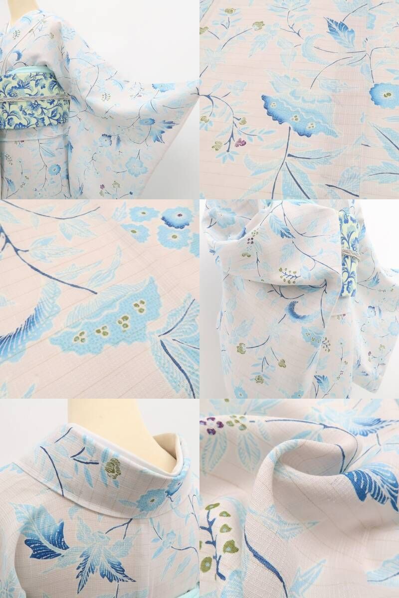❁tomihisa❁新品 夏単衣 青柳謹製 ROYALBATIK 草木染 お仕立て上がり品 正絹”爽やかな異国の風を十日町の美に染めて”トールサイズ 紬 6270