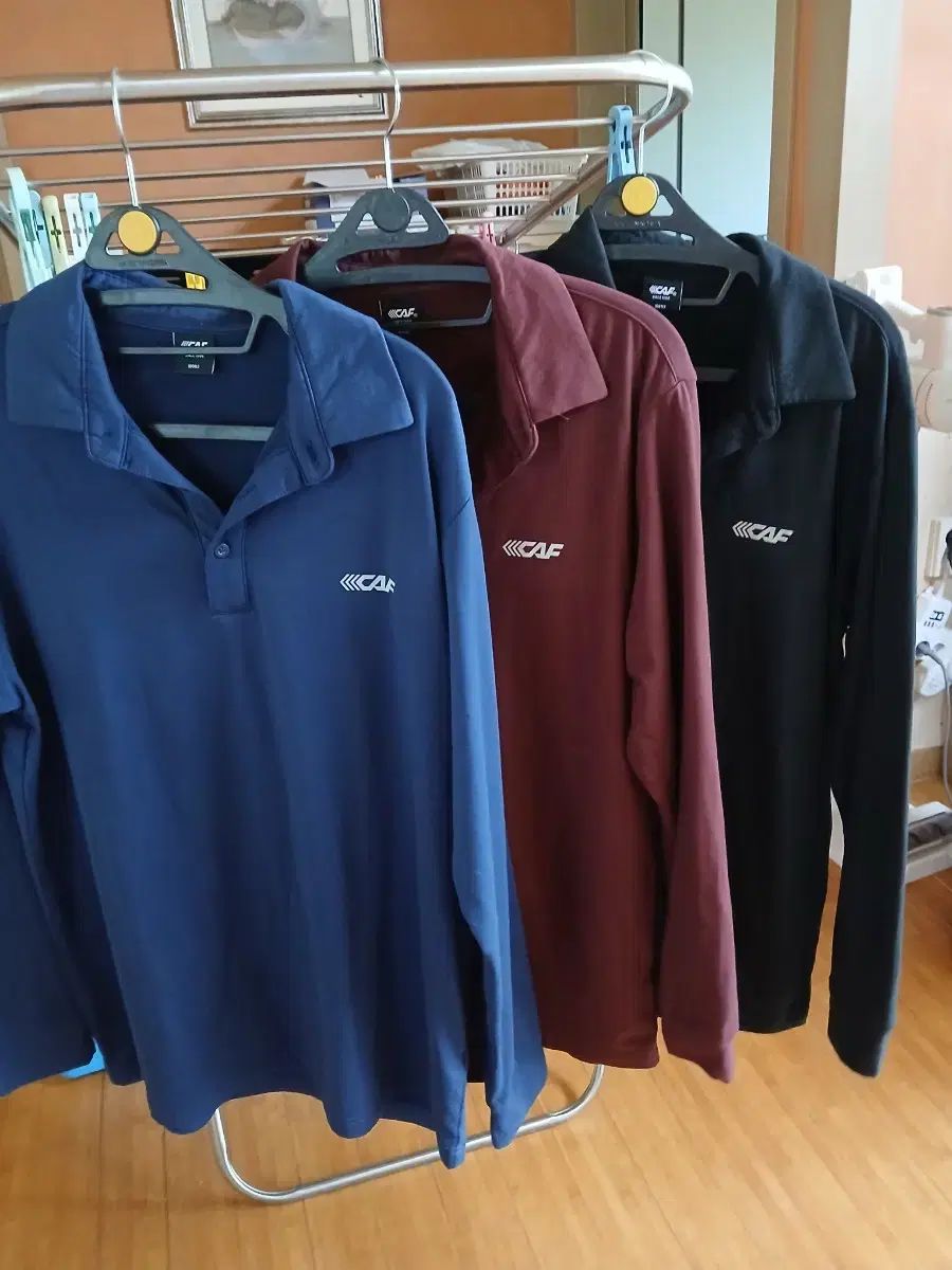 CAF メンズ 長袖 ポロTシャツ 3種セット