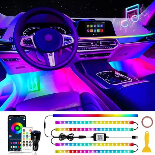 DUOFU365 LEDテープライト 車 フットライト アンビエントライト フルカラー 車内装飾用 車足元ライト 雰囲気 RGB 多色切り替え 12V 音楽同期 アプリコントロール りモコン付き 国内発送 60c68ed4