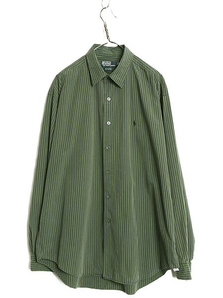 90s ポロ ラルフローレン ストライプ 長袖 シャツ メンズ XL オールド ポロ コットン 長袖シャツ ワンポイント カジュアル 大きいサイズ