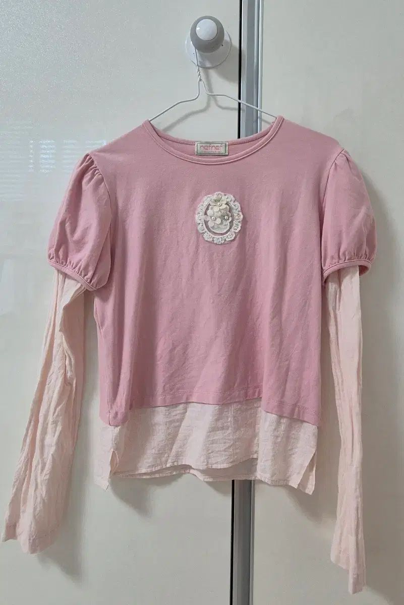 ネフネフ ピンク レイヤード 長袖 Tシャツ