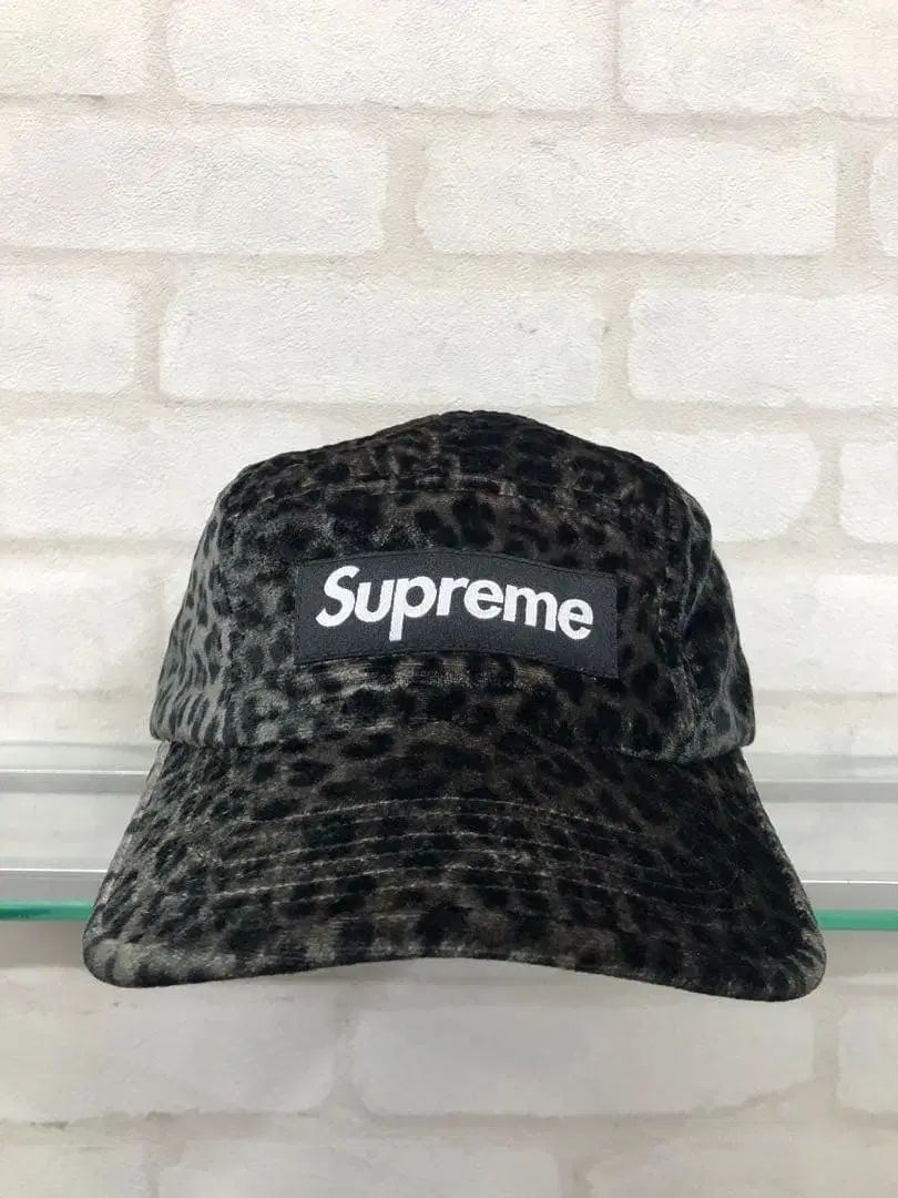 Supreme ヒョウ柄 シュプリーム レオパード ツアーベルベット キャンプキャップ ブラック
