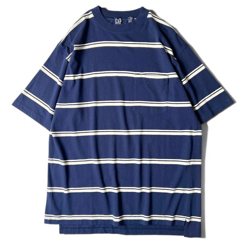古着 90s〜 OLD GAP ボーダー Tシャツ ポケット付き 90s GAP ポケット付き ボーダー コットン 半袖 Tシャツ M / 90年代