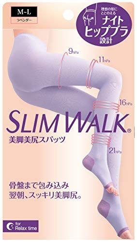 スリムウォーク 着圧スパッツ 美脚 美尻 スパッツ M-L ラベンダー 就寝用 着圧 AskDoctors ナイト ヒップブラ 骨盤pms 7532341f