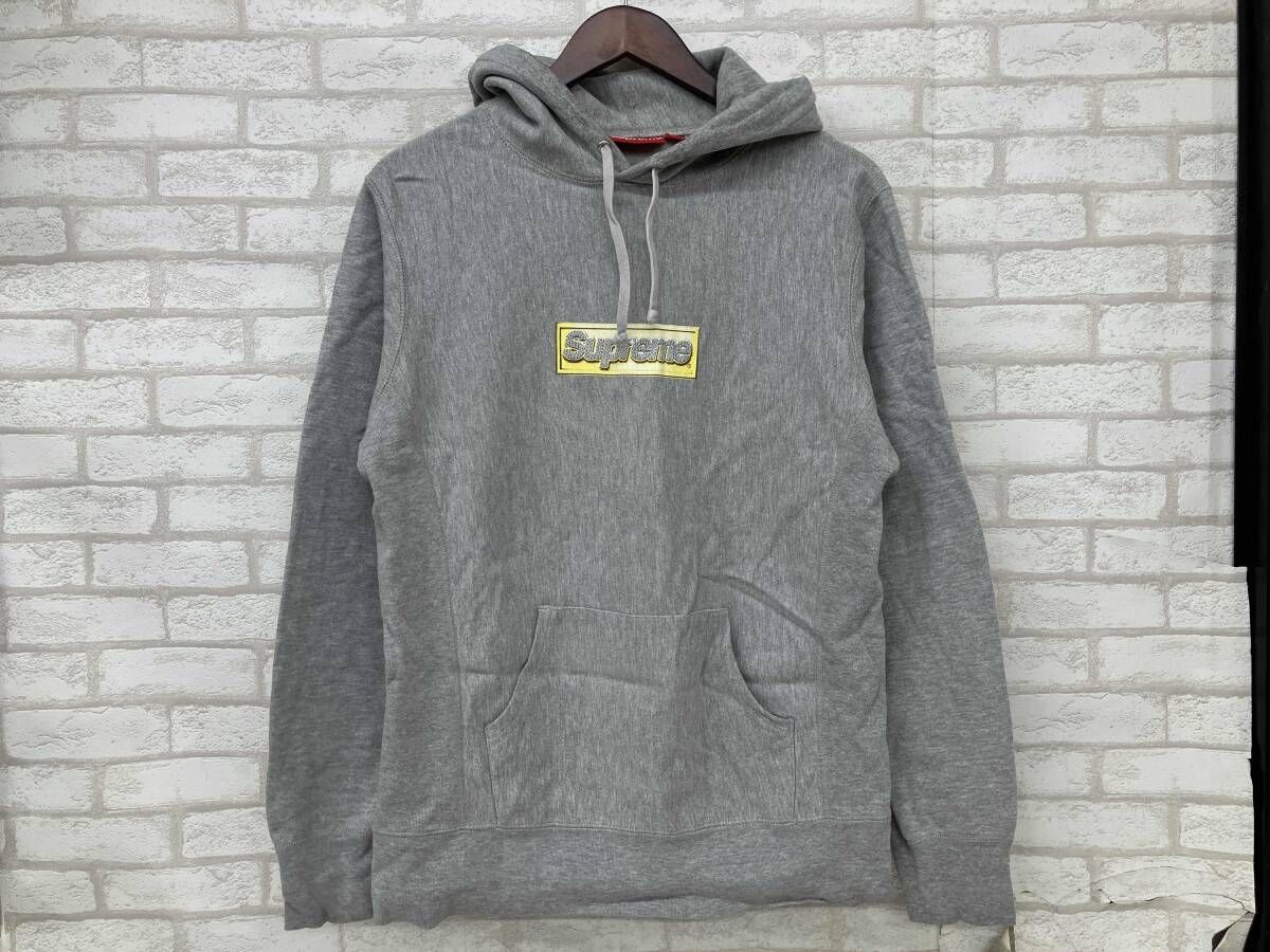 Supreme 13ss bling box logo pullover シュプリーム パーカー フーディ グレー ボックスロゴ メンズ M