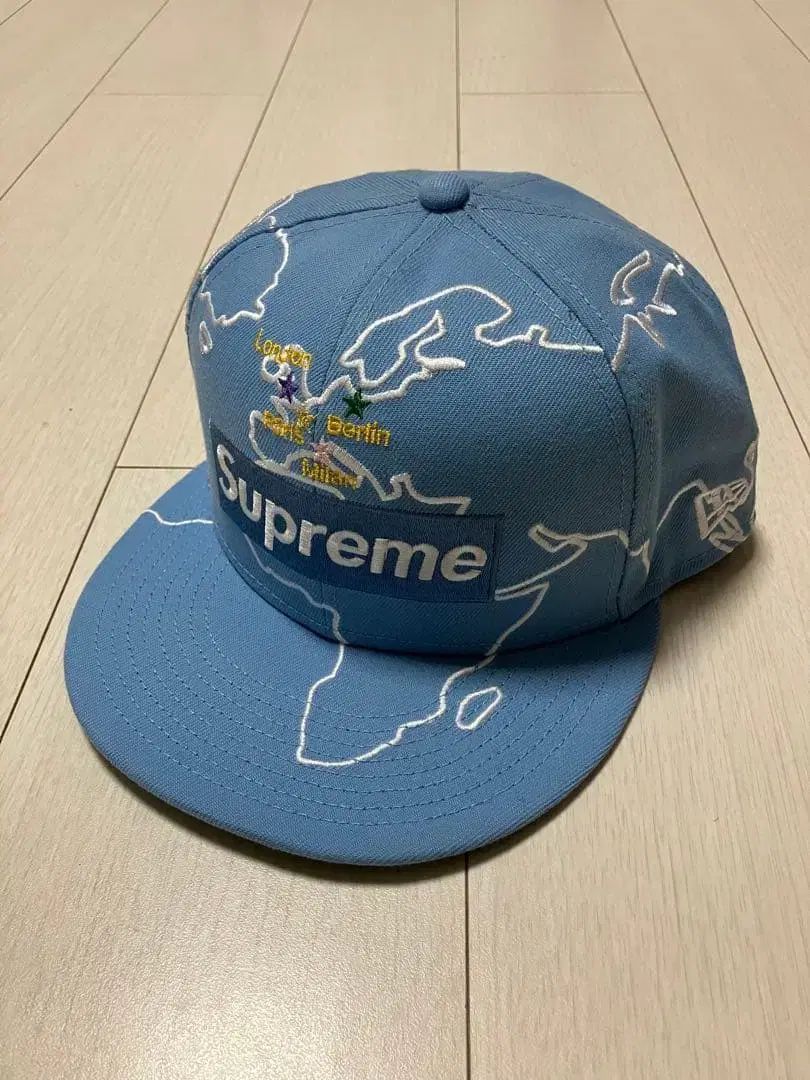 Supreme World Wide Box Logo New Era Light Blue