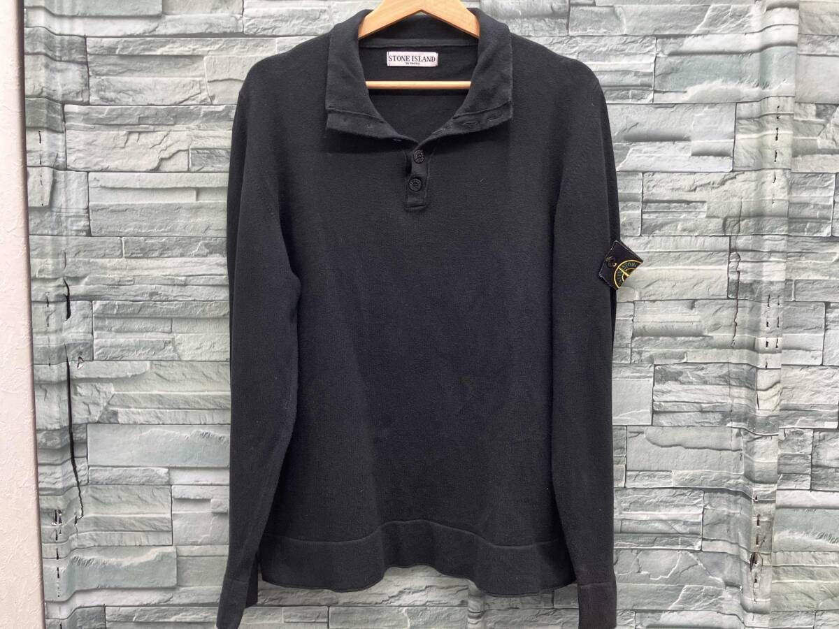 STONE ISLAND/長袖ポロシャツ/90S ニットポロ/BLK