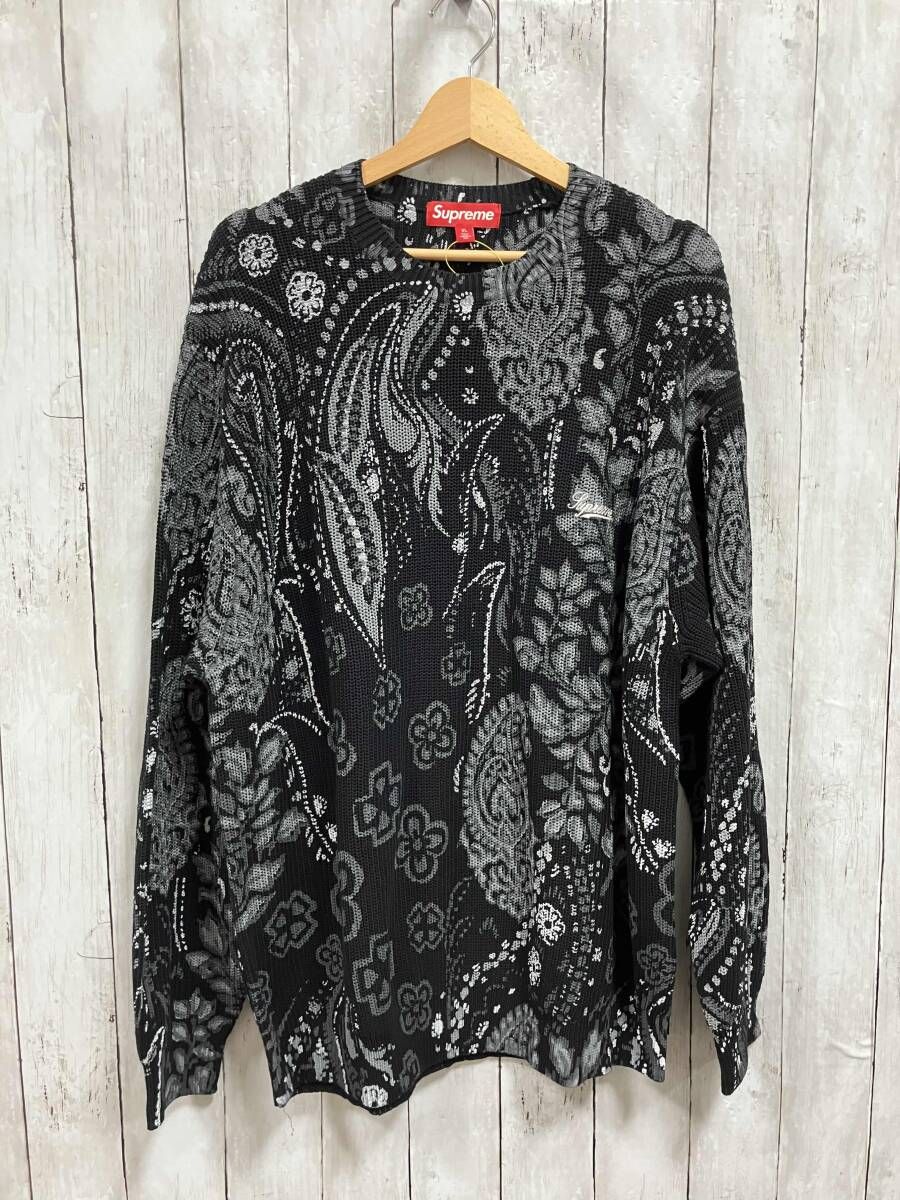 Supreme/ニット/24SS Printed Paisley Sweater/ブラック ペイズリー/シュプリーム/サイズXL