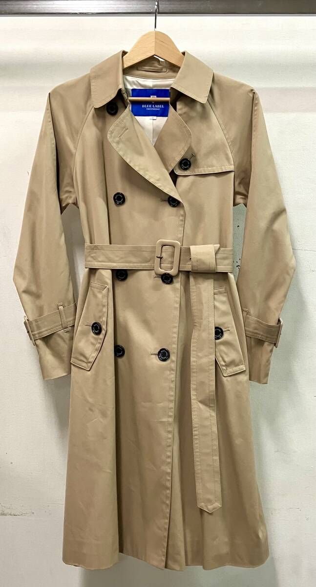 CRESTBRIDGE クレストブリッジ BLUE LABEL ブルーレーベル トレンチコート サイズ36 55A32-820-40 裏地チェック ベージュ ベルト付き