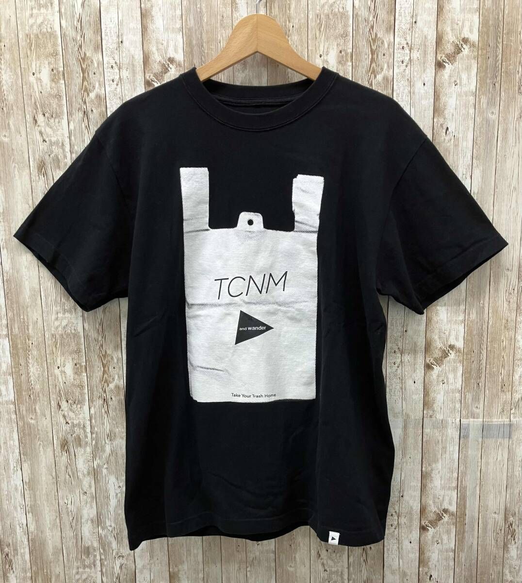 and wander アンドワンダー 半袖Tシャツ サイズ表記4 コットン100% ブラック AW91-JT081