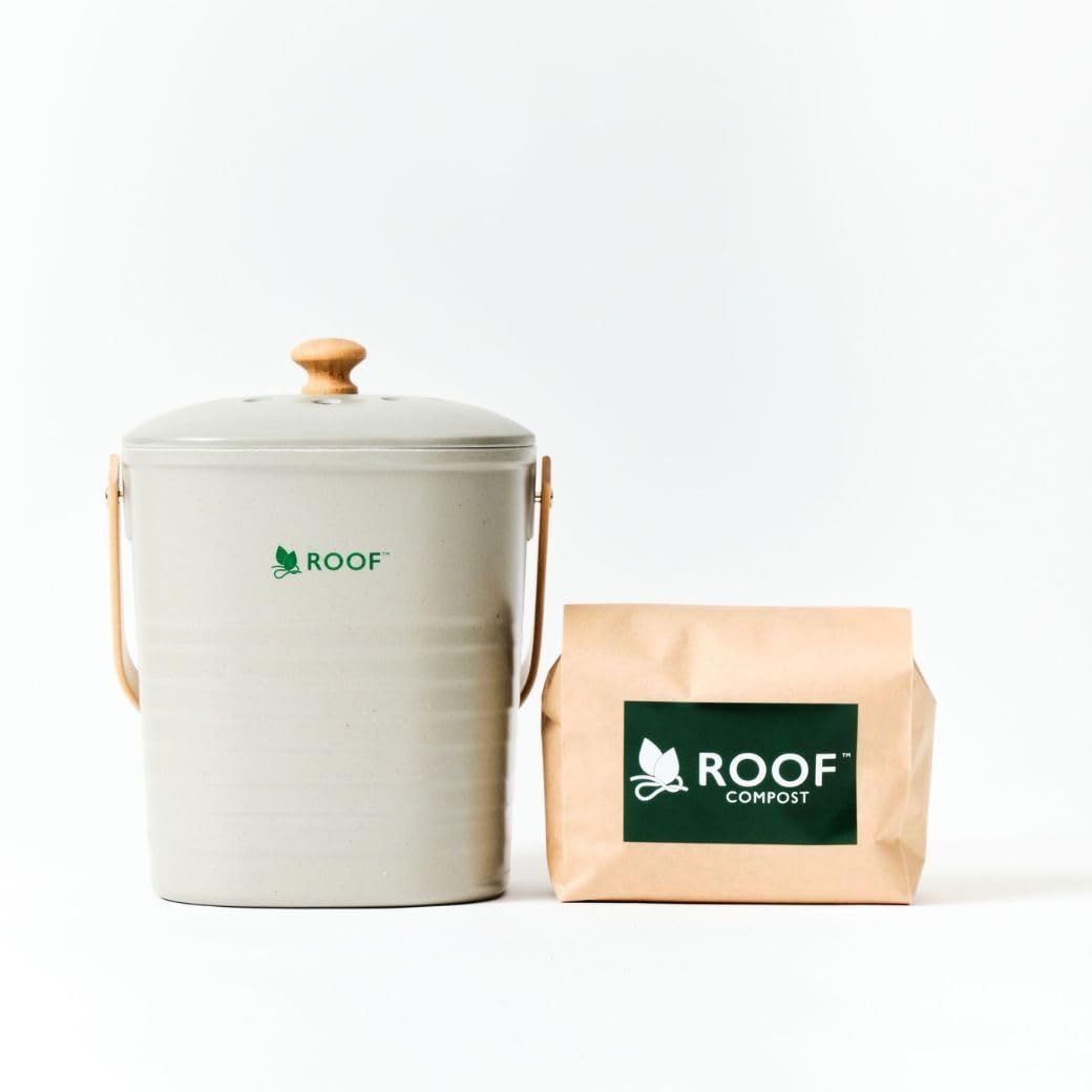 【公式・発酵基材付】ROOF コンポスト (グレー) コンパクト 防臭・防虫設計 生ごみ処理器 電気代0円 室内使用可 助成金対象 3L バイオ式 ルーフY 575ed285