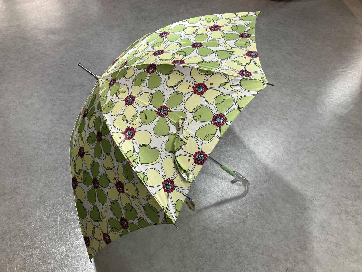 銀座かねまつ Kanematsu 長傘 雨傘 アンブレラ 花柄 イエロー&グリーン