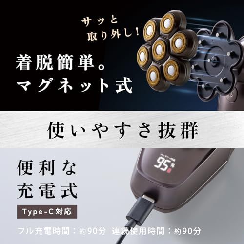 APIX INTL アピックス BEAUM アピックス 7ヘッドボディシェーバー フェイスシェーバー メンズ 脱毛 チタンコート 回転式 独立可動 フローティングヘッド 肌に優しい IPX7防水 充電式 電動シェーバー LEDディスプレイ 電池残量 取り外しt