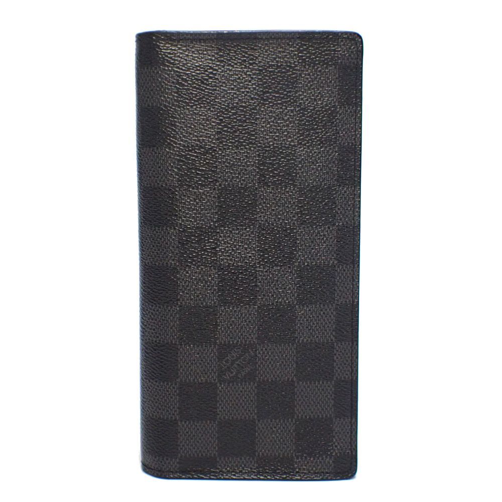 【LOUIS VUITTON】ルイ・ヴィトン　ポルトフォイユ・ブラザ　ダミエグラフィット　二つ折り　長財布　N62665　中古　ブラック　美品　イニシャル　質屋 28,470円