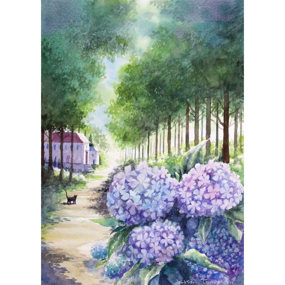 原画）紫陽花の並木道【SMサイズ／水彩画／#3136】 - メルカリ
