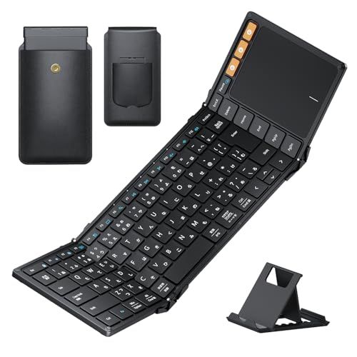 ProtoArc XK01 TP キーボード Bluetooth 折りたたみ式 ipad キーボード 大型タッチパッド搭載 3台同時接続 標準日本語配列 薄型 軽量 充電式 iOS/Android/Windows/macOS対応 収納バッグ 691a5358