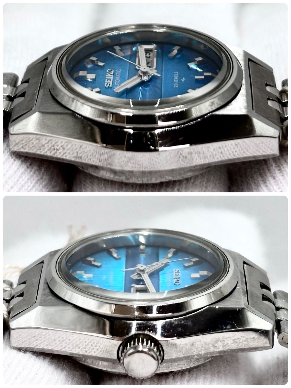【稼働/デッドストック】SEIKO/セイコー AUTOMATIC/オートマチック ジョイフル 腕時計 自動巻き/AT デイデイト ブルー文字盤 サンレイ仕上げ 23石 Cal.2206 1975年10月製造 japan vintage 【稼働/デッドストック】SEIKO/セイコー AUTOMATIC/オートマチック ジョイフル 腕時計 自動巻き/AT デイデイト ブルー文字盤 サンレイ仕上げ 23石 Cal.2206 1975年10月製造 japan vintage