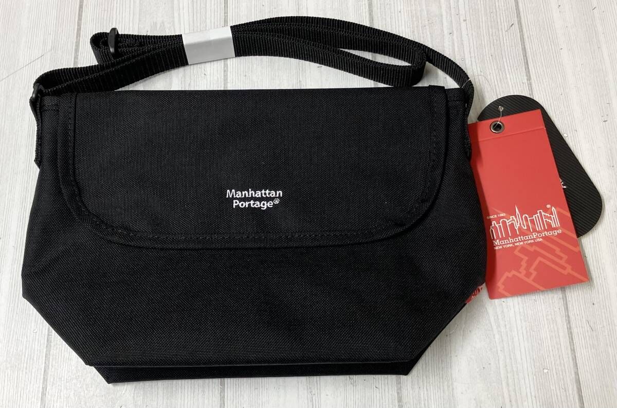 未使用品 Manhattan Portage Nylon Messenger Bag Back Pocket W マンハッタン ポーテージ ショルダーバッグ ブラック タグ付き