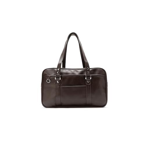 【新品】[jinghuiyue] スクールバッグ 高校生 女子 通学 人気 ボストンバッグ 合皮 大容量 軽量 男女兼用 黒 茶色 スクバ JJP0139-CO 2286c4a6