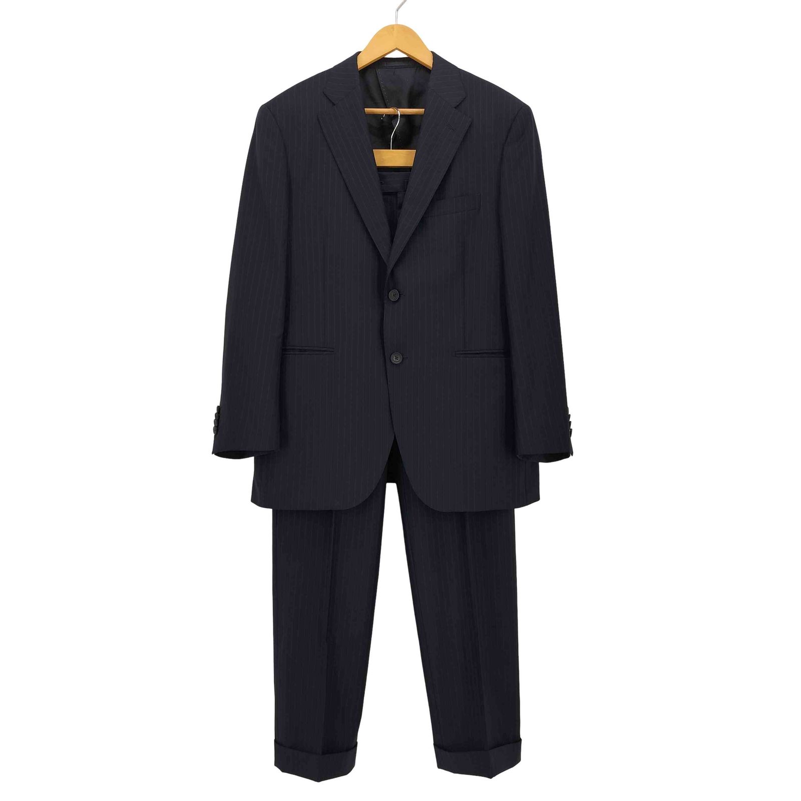 エルメネジルドゼニア Ermenegildo Zegna イタリア製 TRAVELLER トラベラー ピンストライプ 背抜き 2B テーラード 1タック スラックス セットアップ メンズ 96 86 170