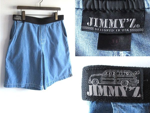 ジミーズショートパンツ JIMMY'Z ジミーズ EZ-IN-OUT SHORTS ロゴワッペン ライトデニム