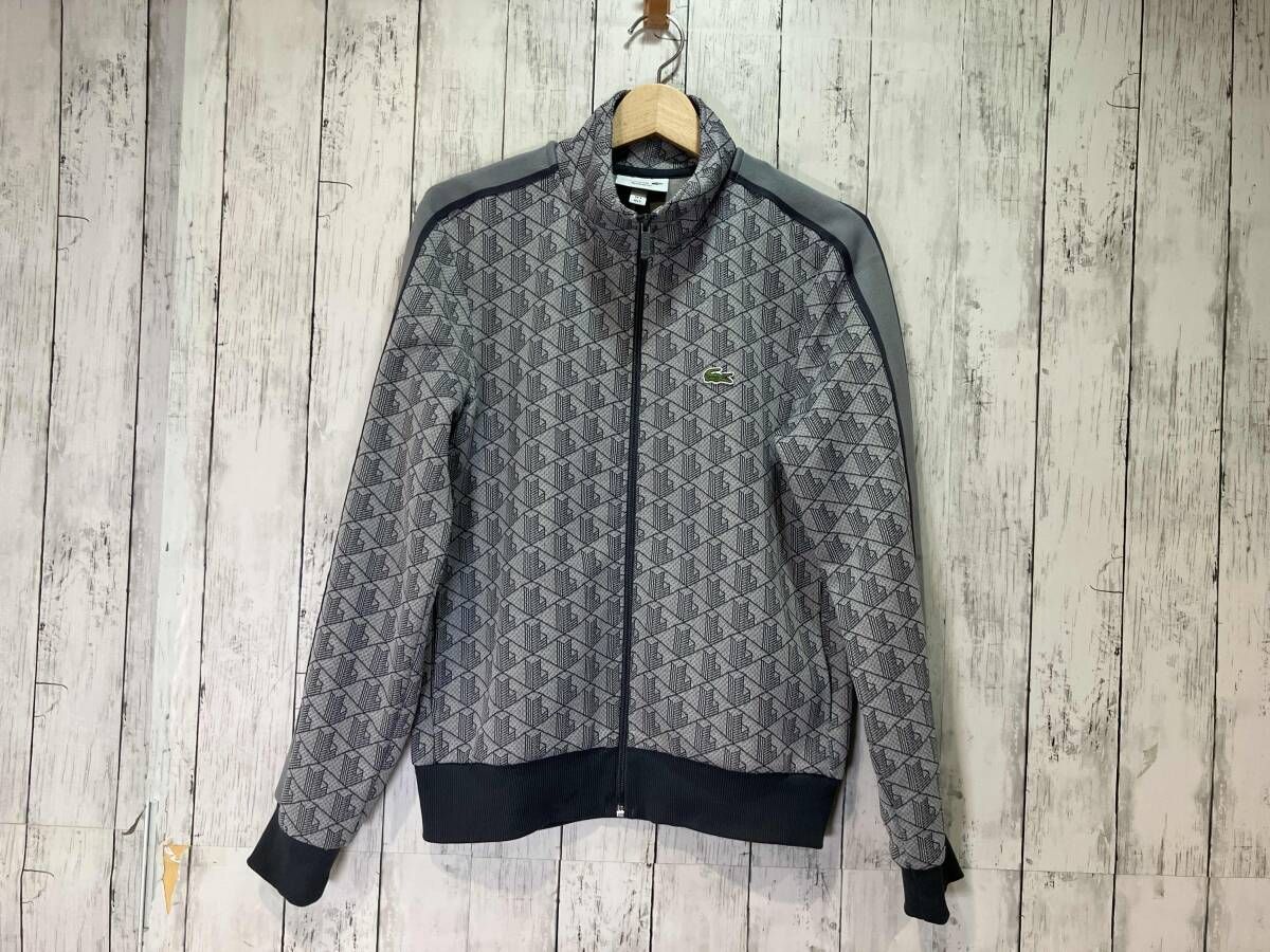 LACOSTE モノグラムジャカードトラックジャケット SH1368 グレー サイズFR3