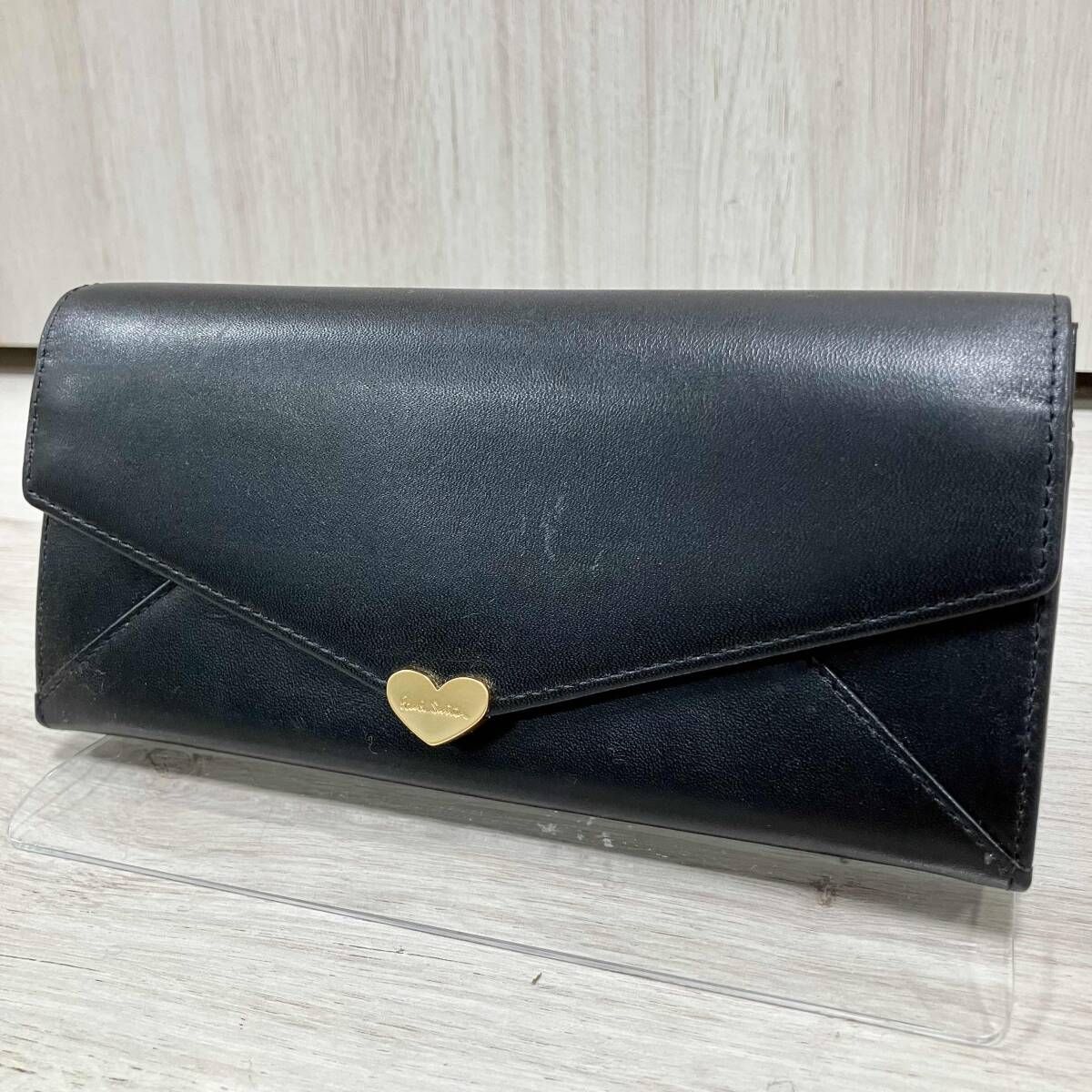 PAUL SMITH/長財布　ポールスミス ラブレター ハート レザー ブラック 黒