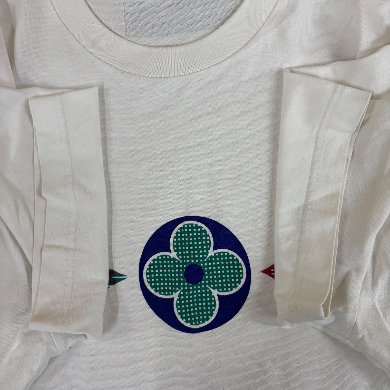 (b) ルイヴィトン LOUIS VUITTON モノグラム フラワー 近年モデル Tシャツ 半袖 マルチカラー メンズ レディース 白 ホワイト Mサイズ /10098