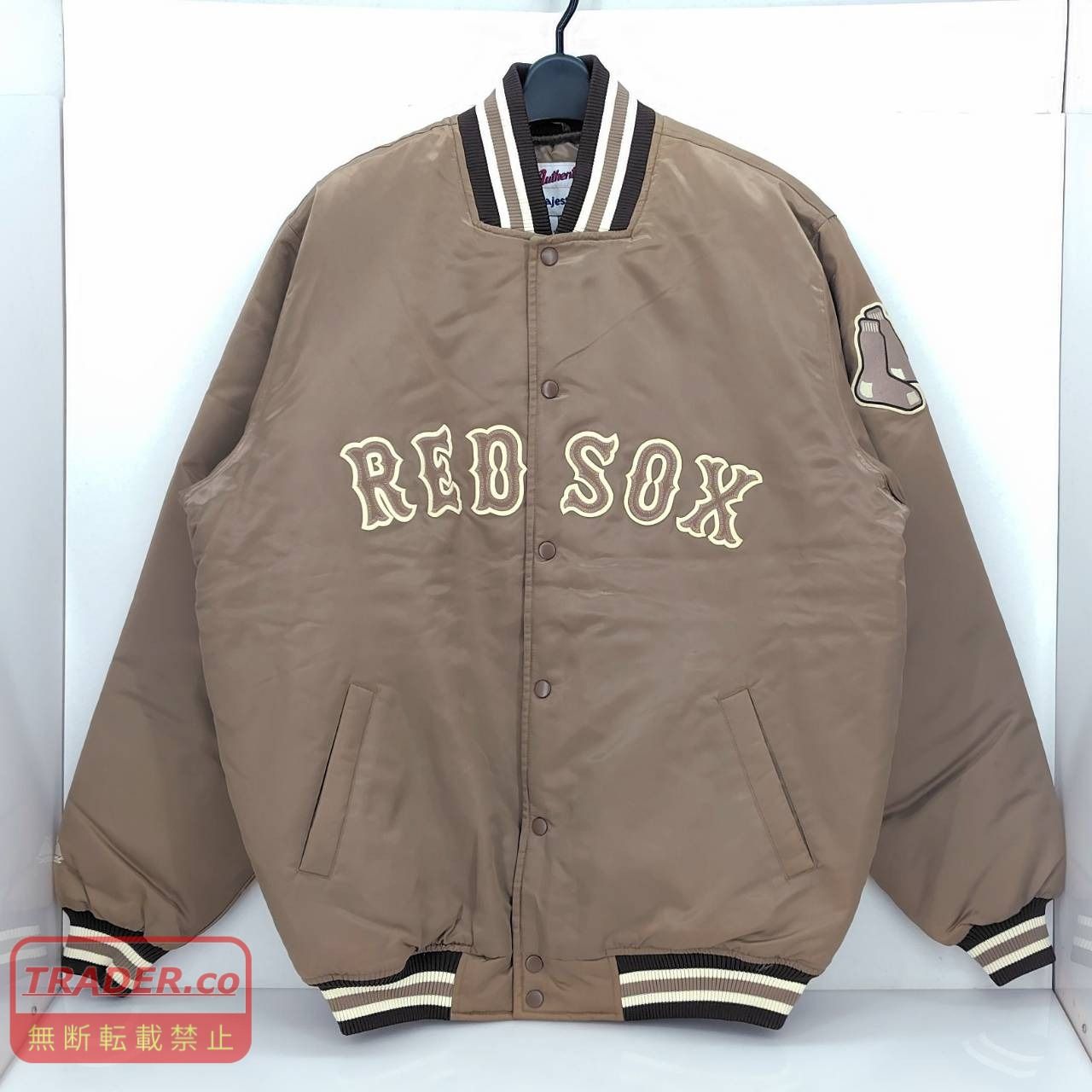 05w21282 マジェスティック Majestic MLB ボストン・レッドソックス スタジャン ブラウン L インドネシア製 メンズ ナイロン 【中古品】
