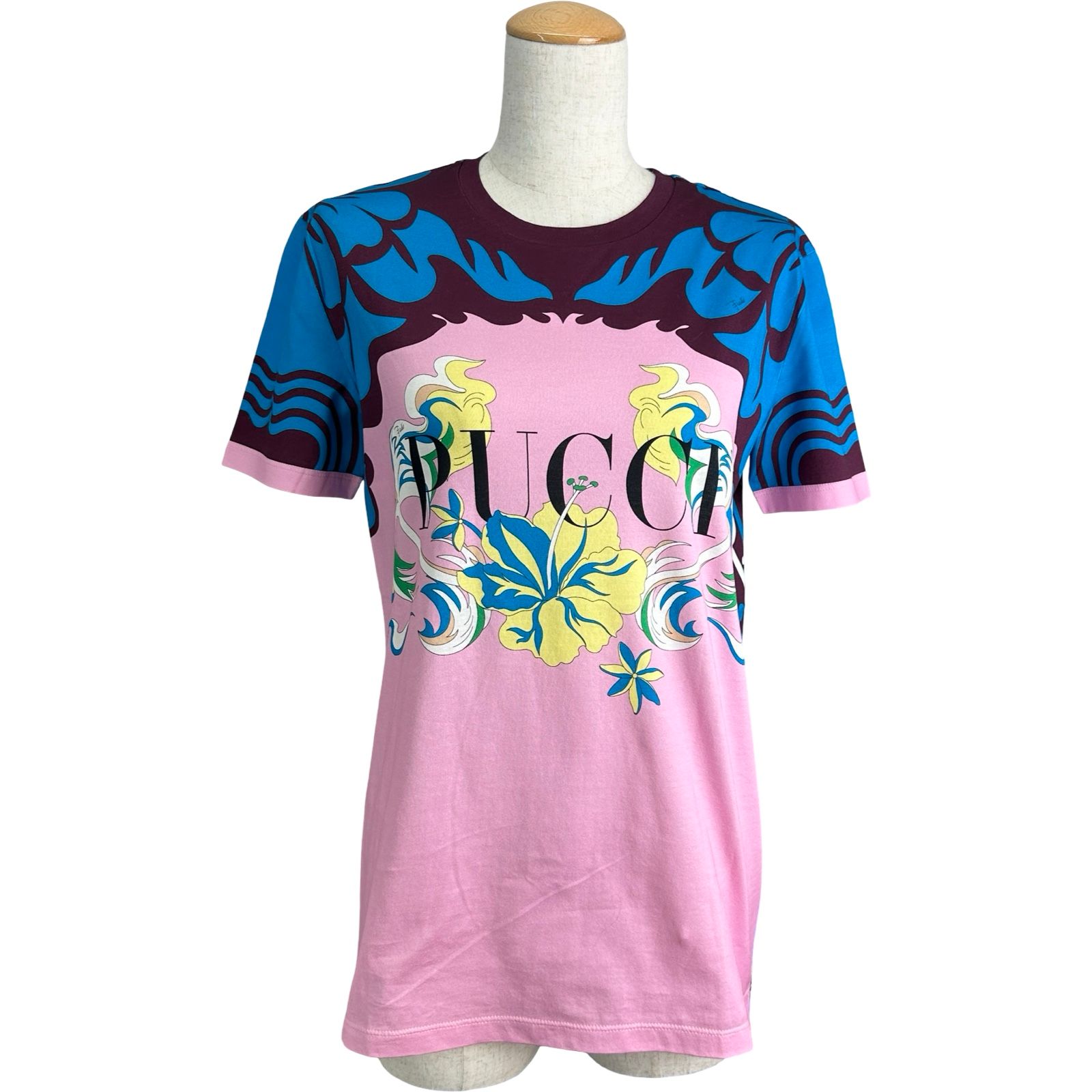 エミリオ・プッチ EMILIO PUCCI プリントTシャツ 0EJP45 ピンク コットン レディース 半袖Ｔシャツ