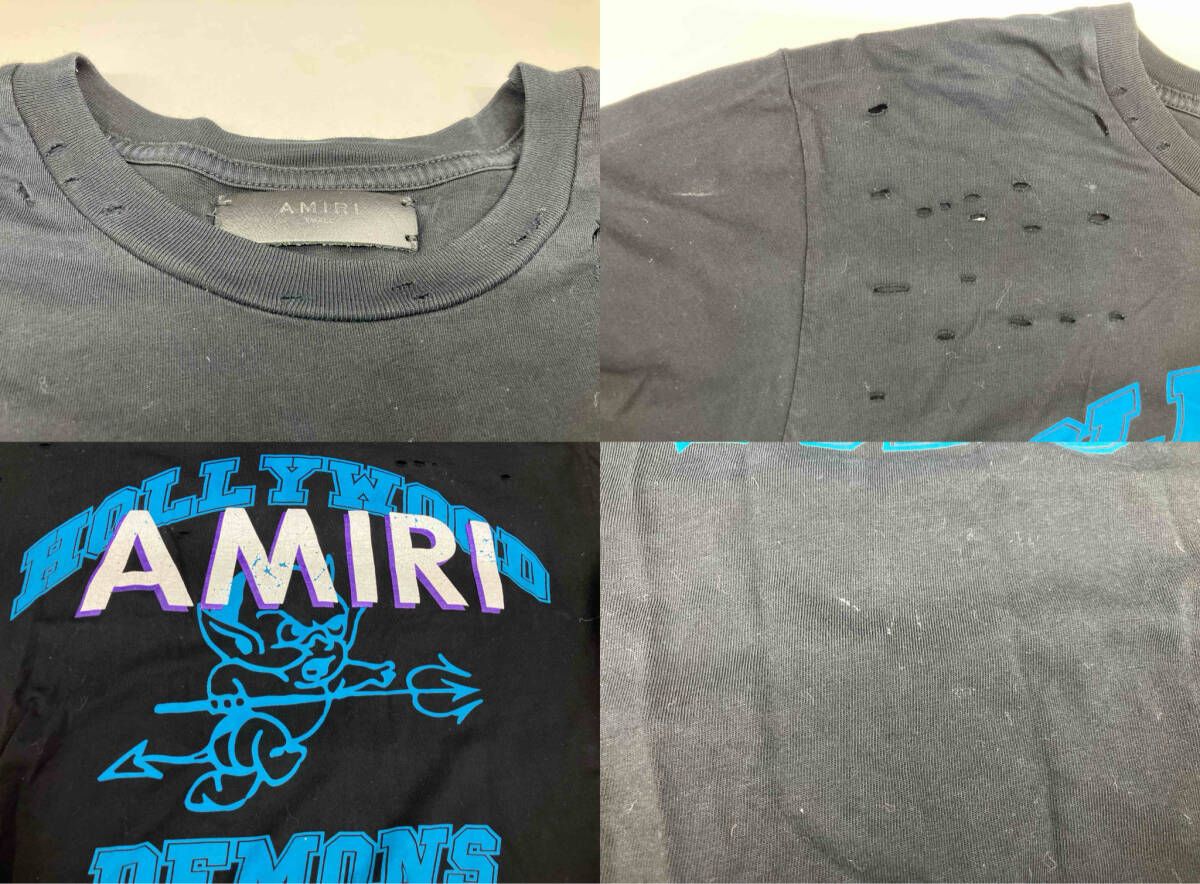 AMIRIアミリ ブラック ダメージ加工 ロゴ サイズS AMIRIアミリ ブラック ダメージ加工 ロゴ サイズS