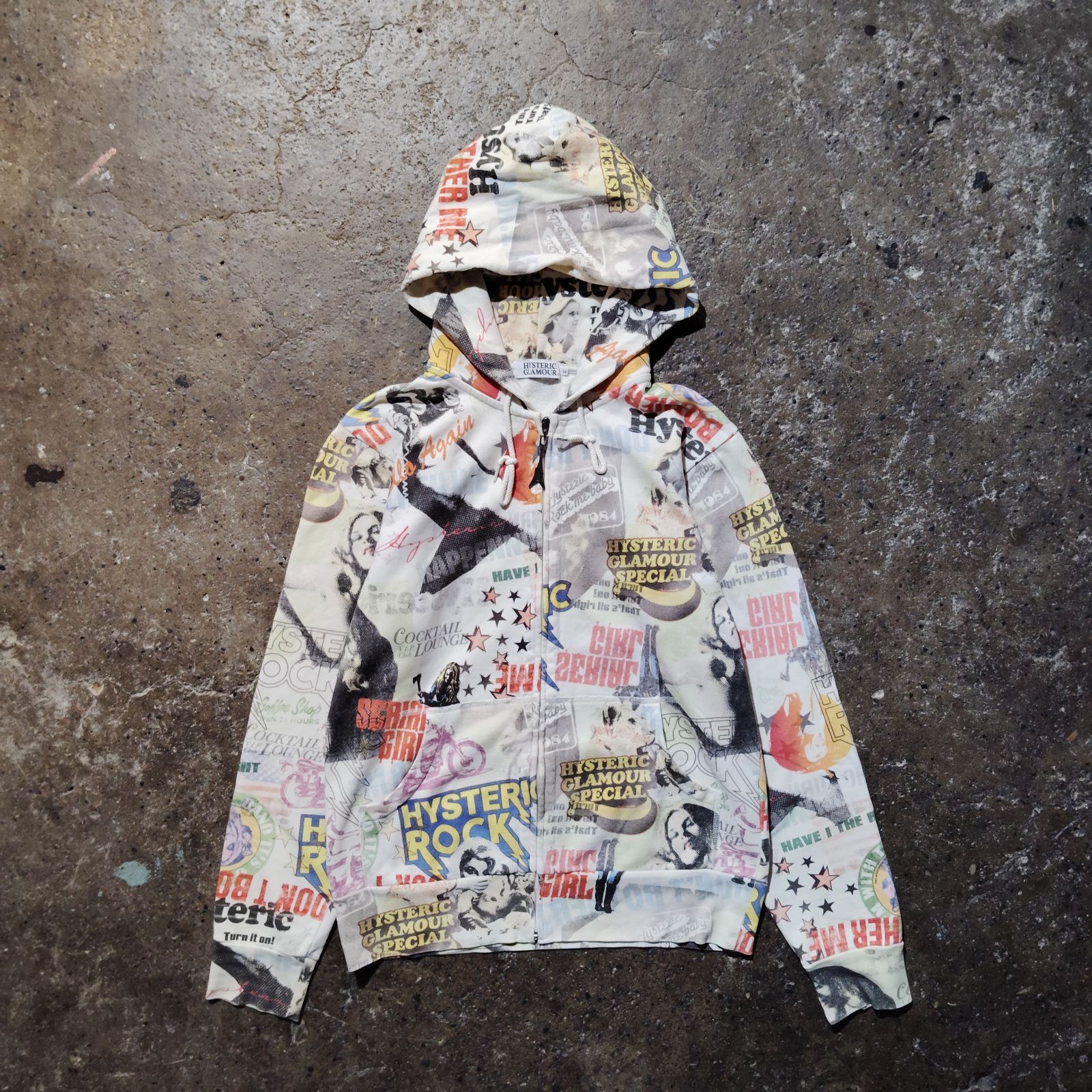 HYSTERIC GLAMOUR 14aw SCRATCH FEVER 総柄ジップパーカー ギタージップ ヒステリックグラマー 2014aw