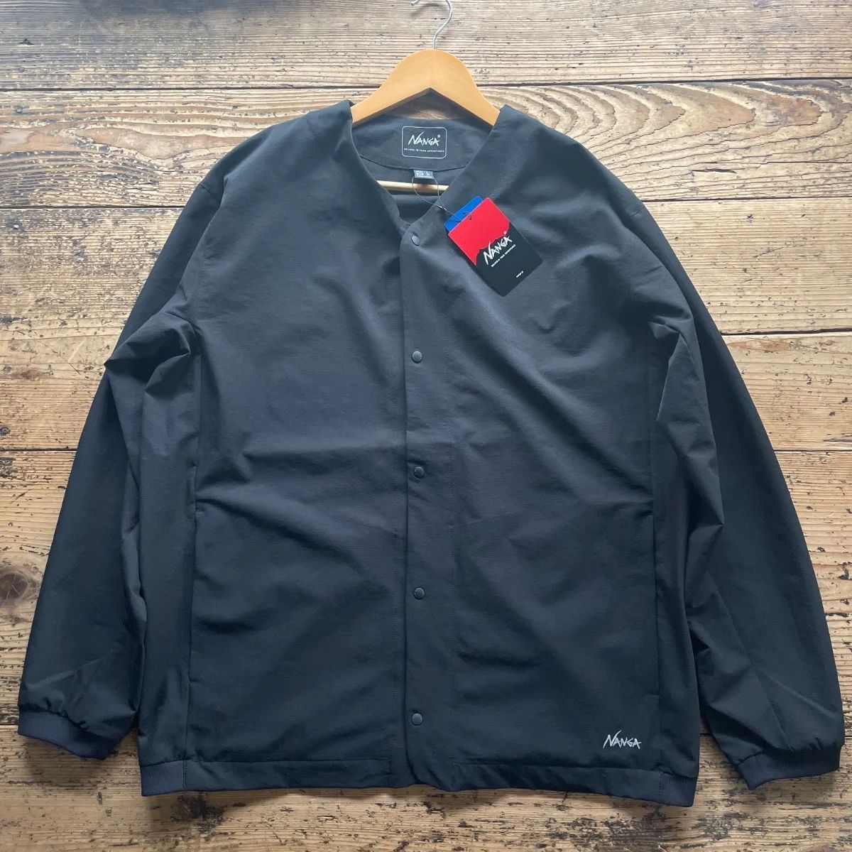 新品　26年春夏 NANGA ナンガ　ドットエア® コンフィ カーディガン　黒　DotAir®　通気性　吸汗速乾　超軽量　ノーカラーカーディガン　ゴープコア　イケオジ